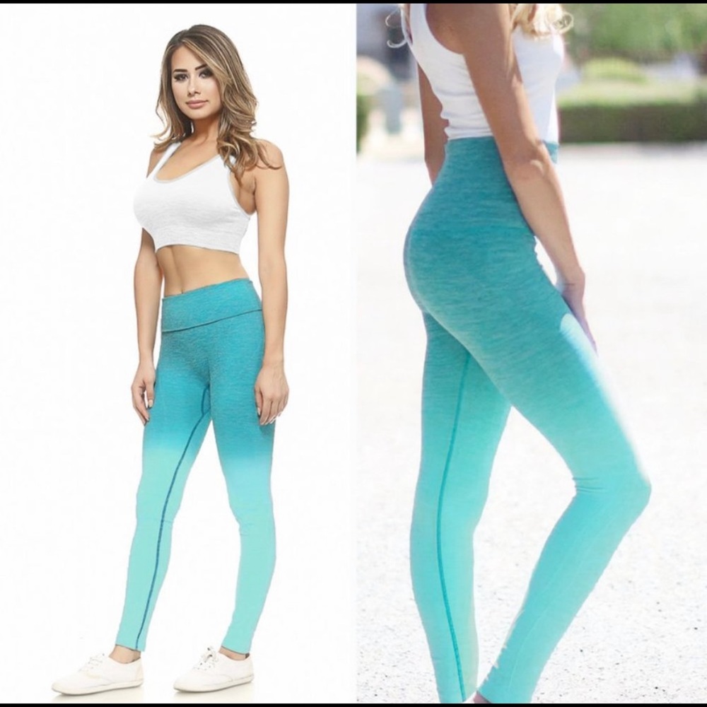 SALE! ❤️ Dip dye ombré stretchy athletic yoga high waist leggings women's